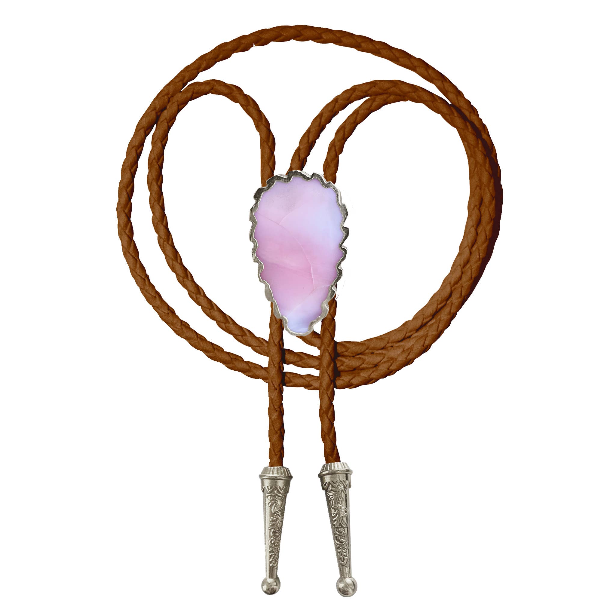 Gemstone Bolo Tie - Pink Opal