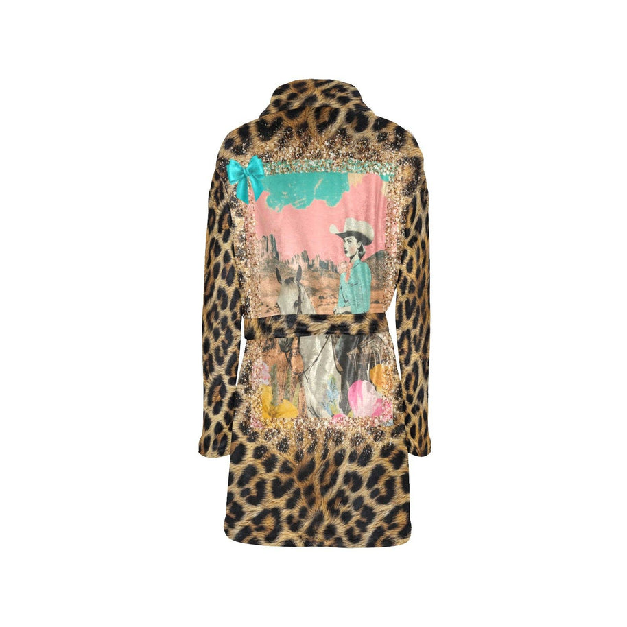 Baha Ranch Retro Pop Western Leopard Cowgirl Robe