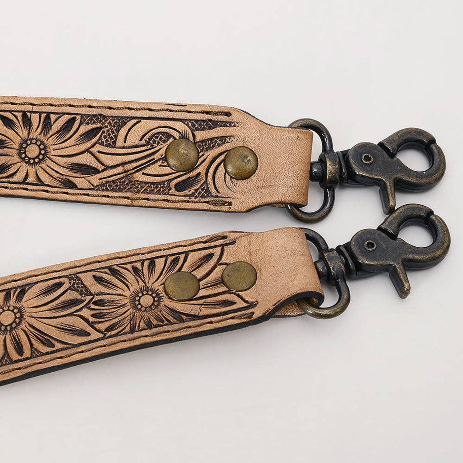 Tooled Floral Leather Sling Bag Strap ADBT144