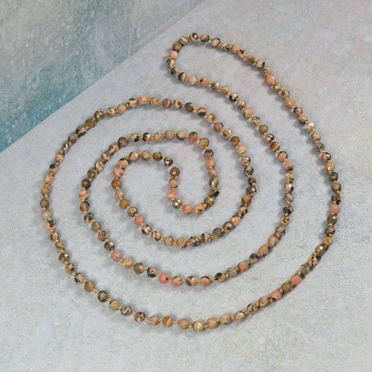 36" 4mm Infinity Micro-cut Rhodonite Necklace