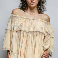 Off Shoulder Bell Sleeve Blouse