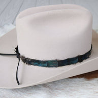 Iridescent Blue Feather Hat Band - Echo