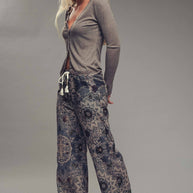 Lace Trim Button-Front Ribbed Knit Top