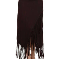 Stretch Fringe Skirt, Wine