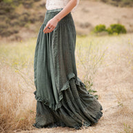 Mineral Wash Lace Tiered Ruffle Pants