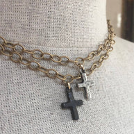 Dainty Hammered Cross Necklace