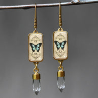 Butterfly Picture Earrings w/ Stone