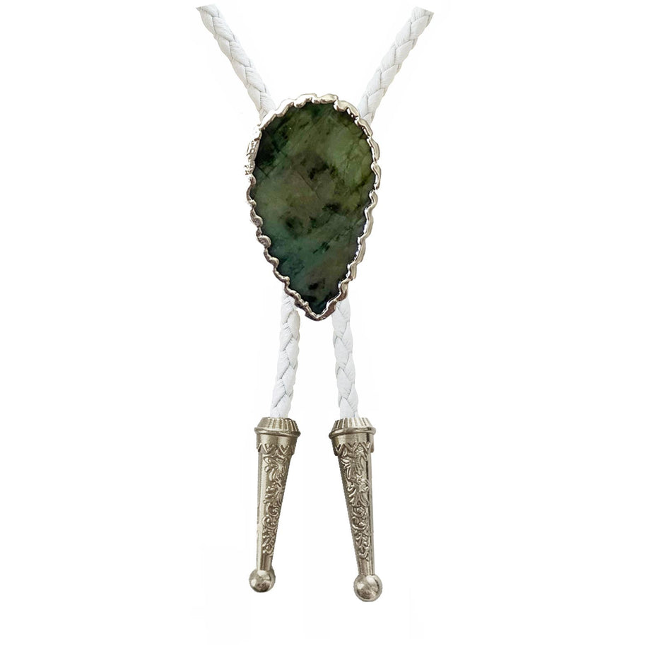 Emerald Bolo Tie, Silver Accents