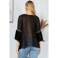 Velvet Patchwork Peasant Top