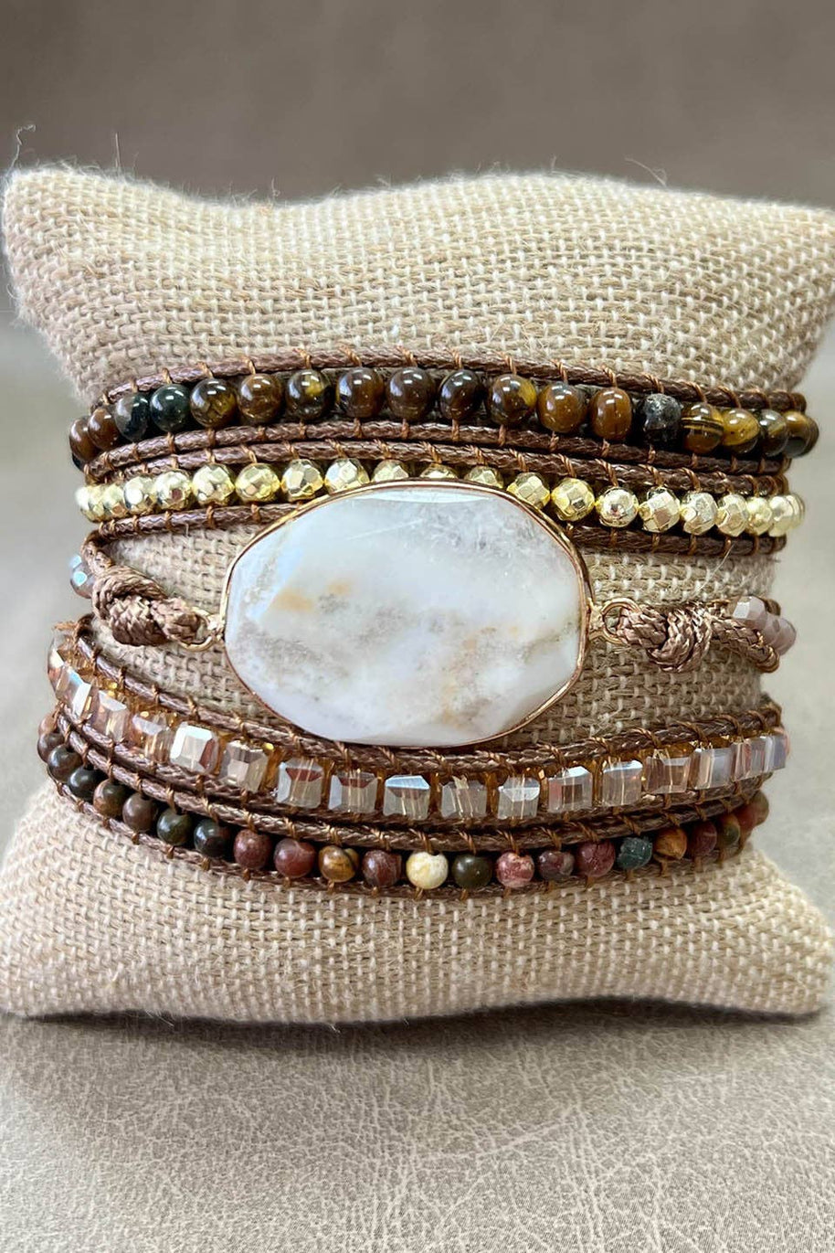 Kelly Wrap Bracelet: Jasper/Brown