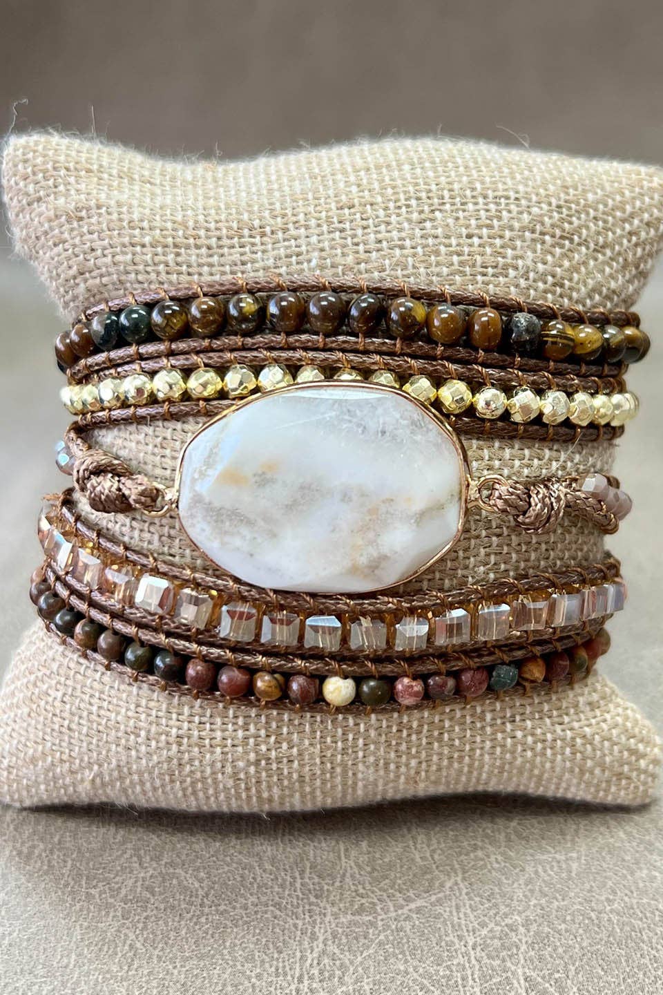 Kelly Wrap Bracelet: Jasper/Brown