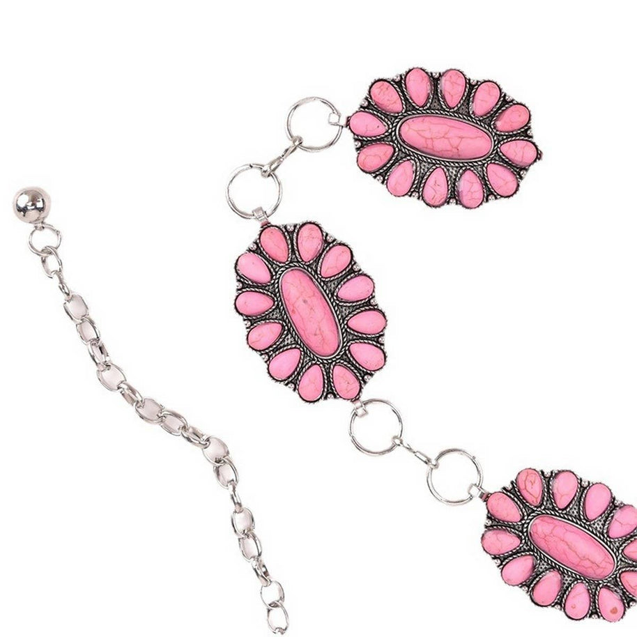 Retro Pink Floral Concho Belt