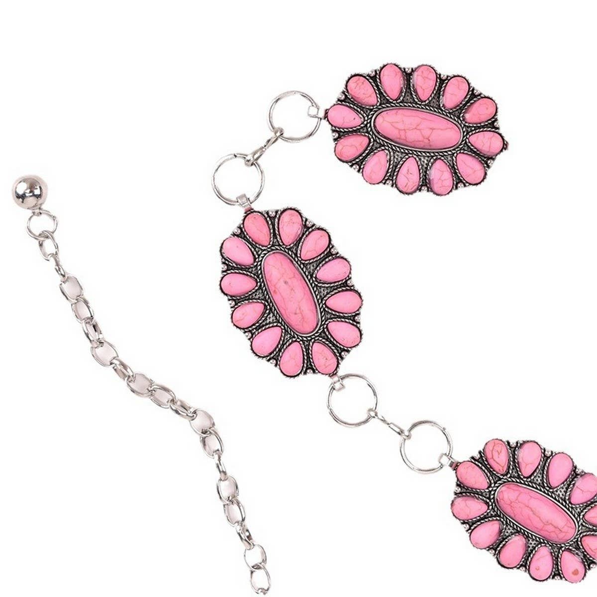 Retro Pink Floral Concho Belt