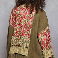 Double Gauze Patchwork Ruffle Shirt