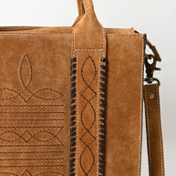 Western Leather Tote Bag with Hand-Stitched Detailing