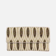 Gold Feather Leaves Beaded Clutch