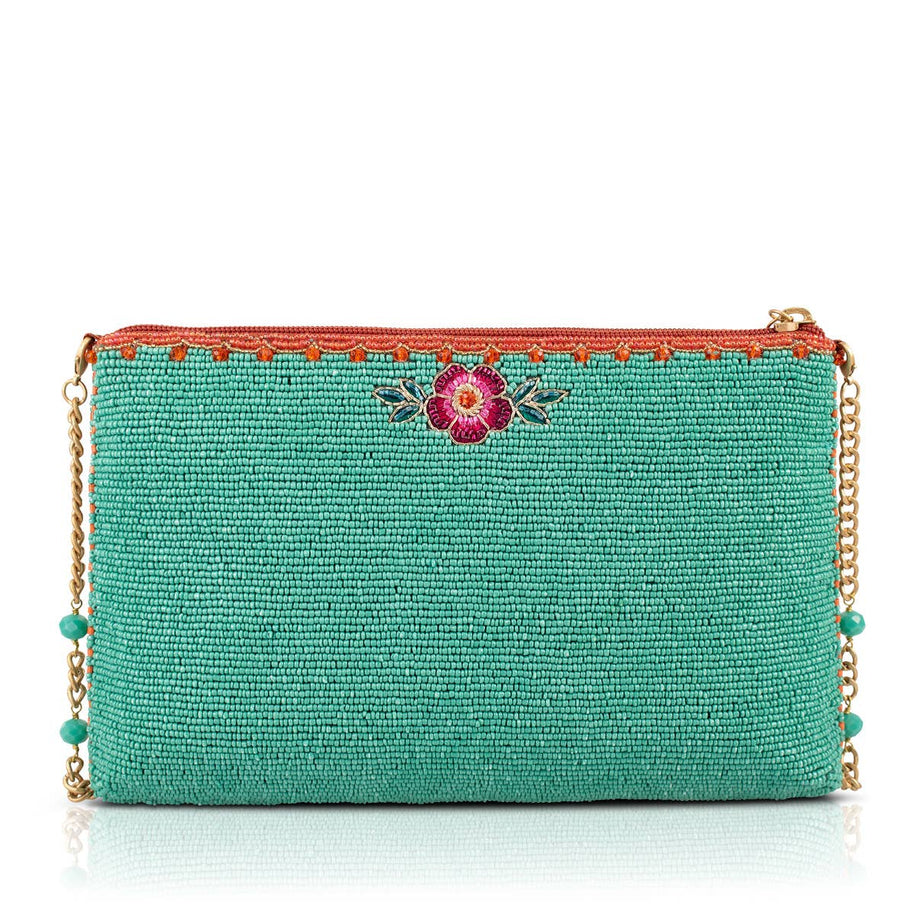 Lovebirds Turquoise Beaded Purse