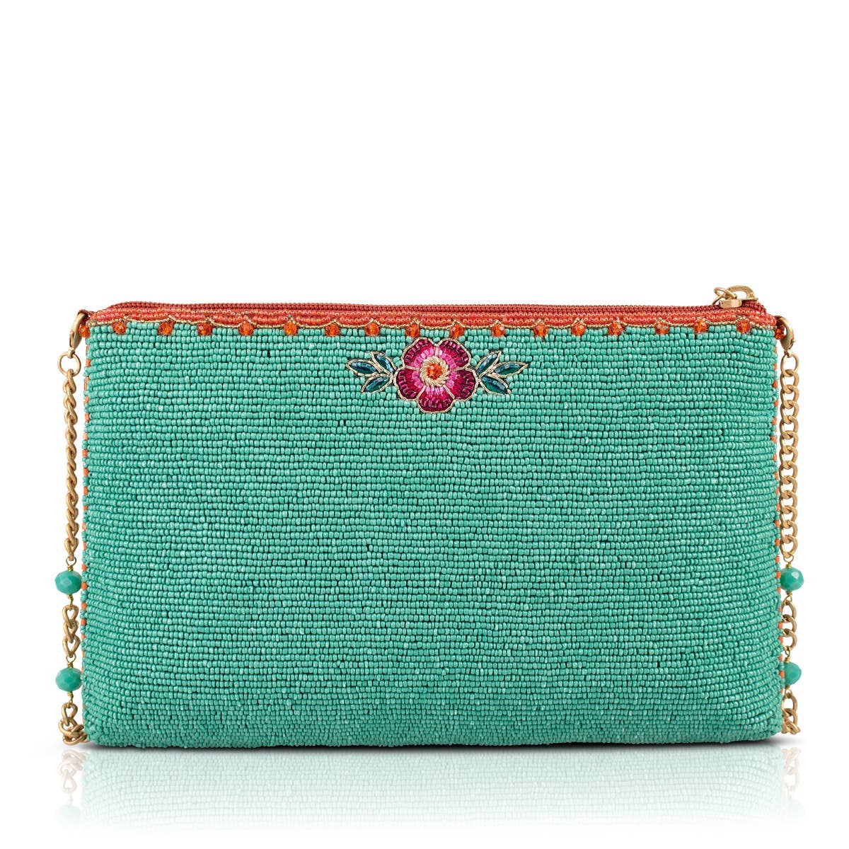 Lovebirds Turquoise Beaded Purse