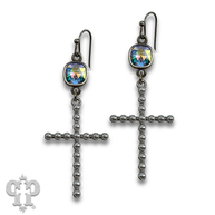 Pearl cross earring with European crystals