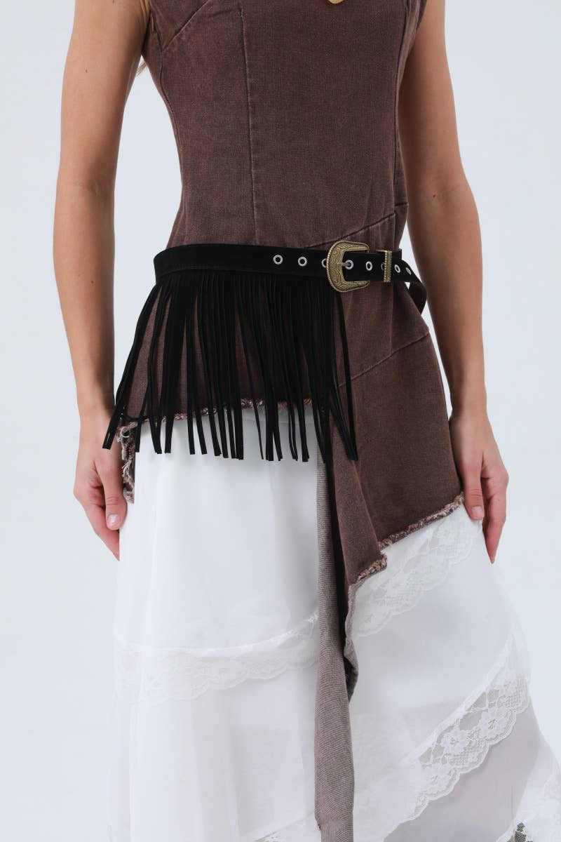 Western Fringe Belt – Antique Buckle & Tassel