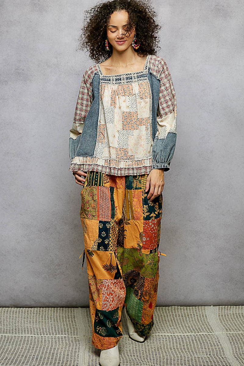 Double Gauze Woven Patch Top