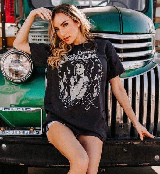 Here Comes Trouble Distressed T shirt