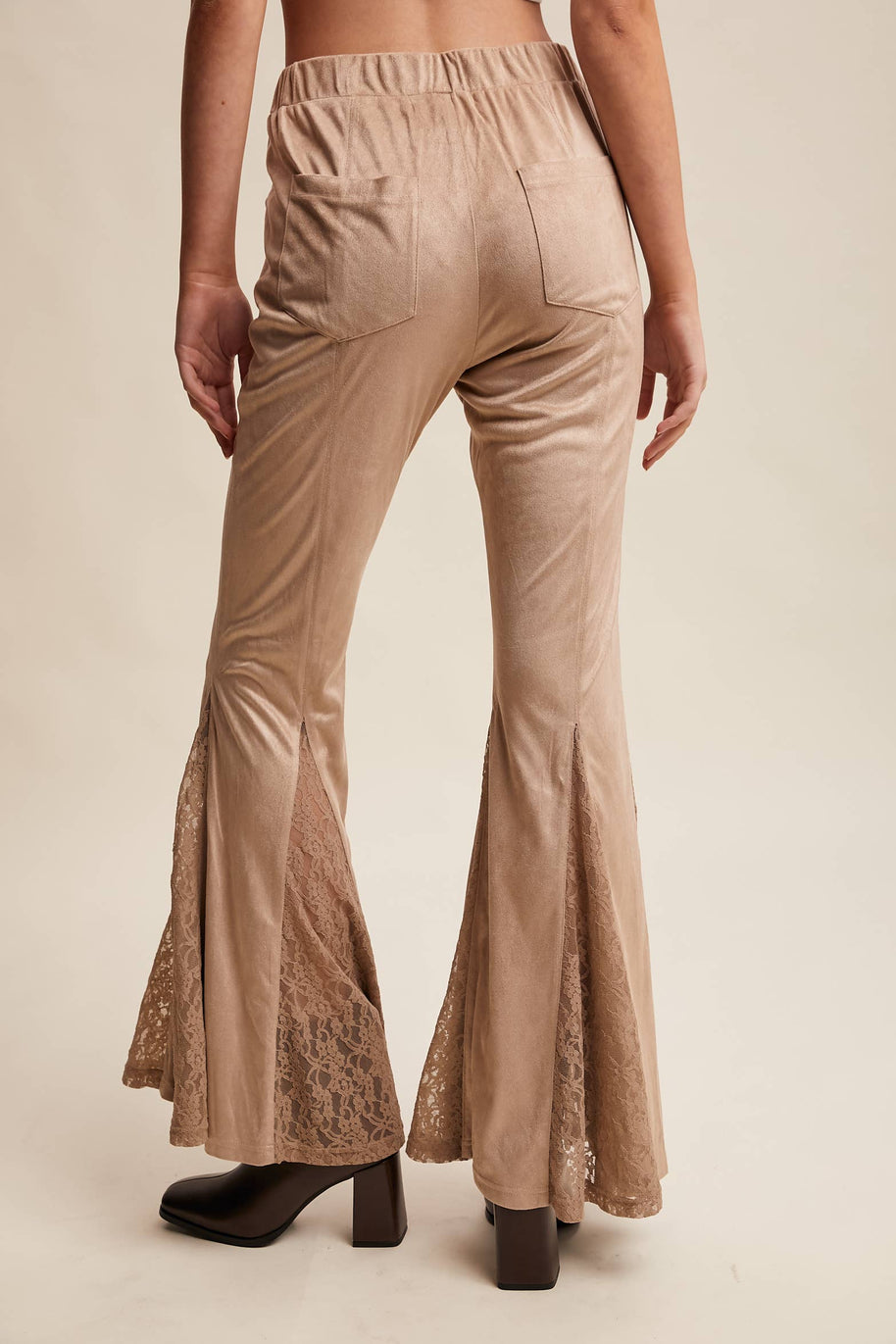 Lace Inset Flare Pants