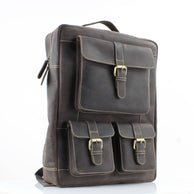 Hunter Leather Backpack with Front Pockets