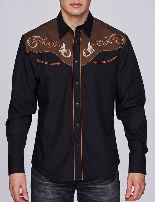 RODEO Men's Western Embroidery Cowboy Shirt