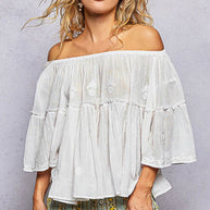 Off Shoulder Bell Sleeve Blouse