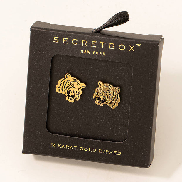 Secret Box Tiger Head Stud Earrings