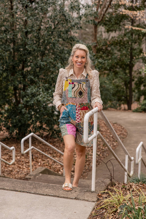 Joy Patch Short Overalls