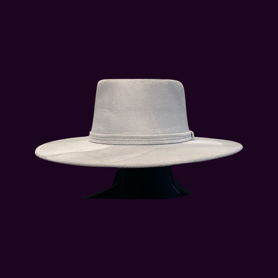 Crown Vegan Suede Flat Brim Boater Hat