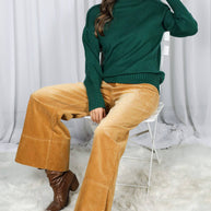 Stone Washed Cotton Corduroy Cropped Pants