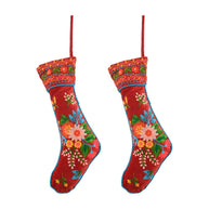 Embroidered Christmas Stocking, Red