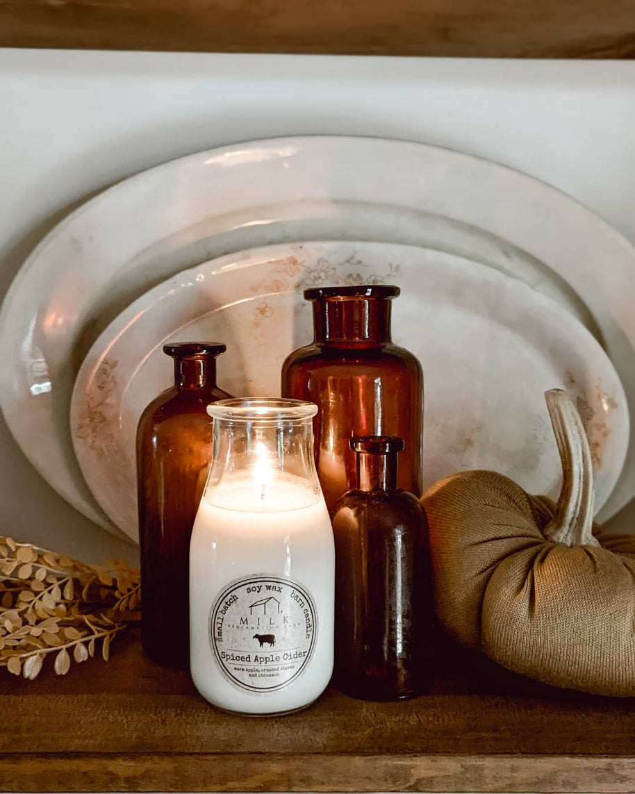 Milk Bottle Candle Spiced Apple Cider