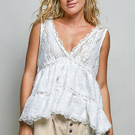 Deep V-Neck Lace Top