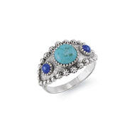 Sterling Silver Turquoise & Lapis Ring