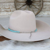 Dusty Blue Multi-Strand Beaded Hat Band