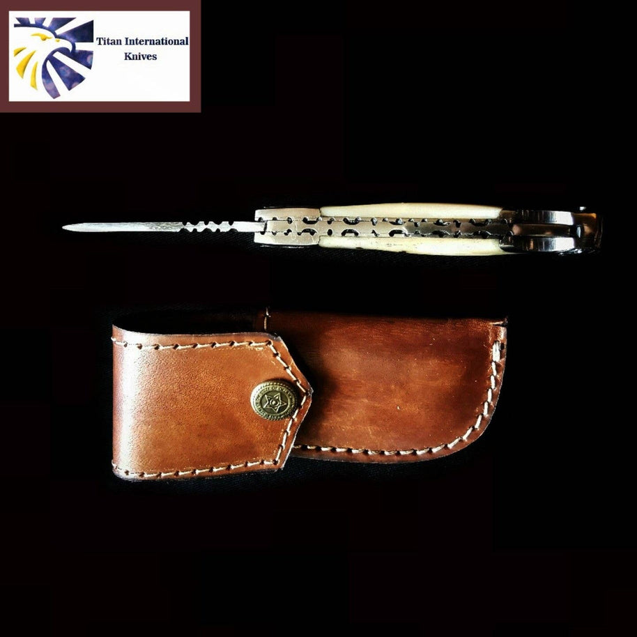 Bone & Engraved Pocket Knife