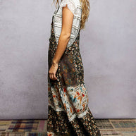 Floral Suspender Dress, Black