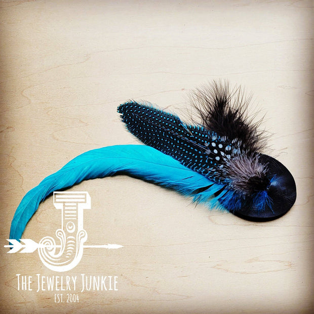 Turquoise Spotted Feather Hat Band