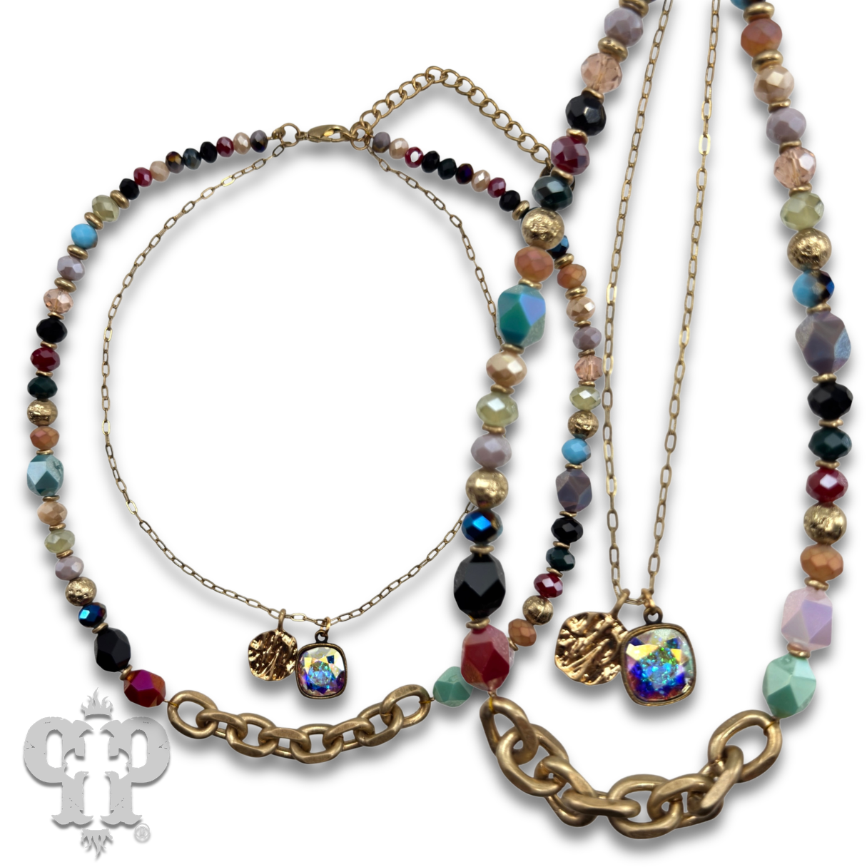 Swarovski® crystals double strand bead choker