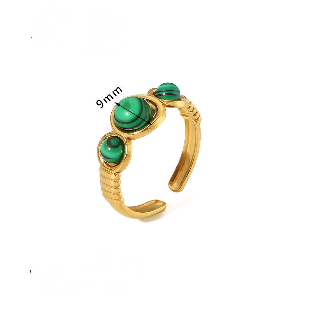 18K Gold-plated Stainless Steel Inlaid Stone Rings