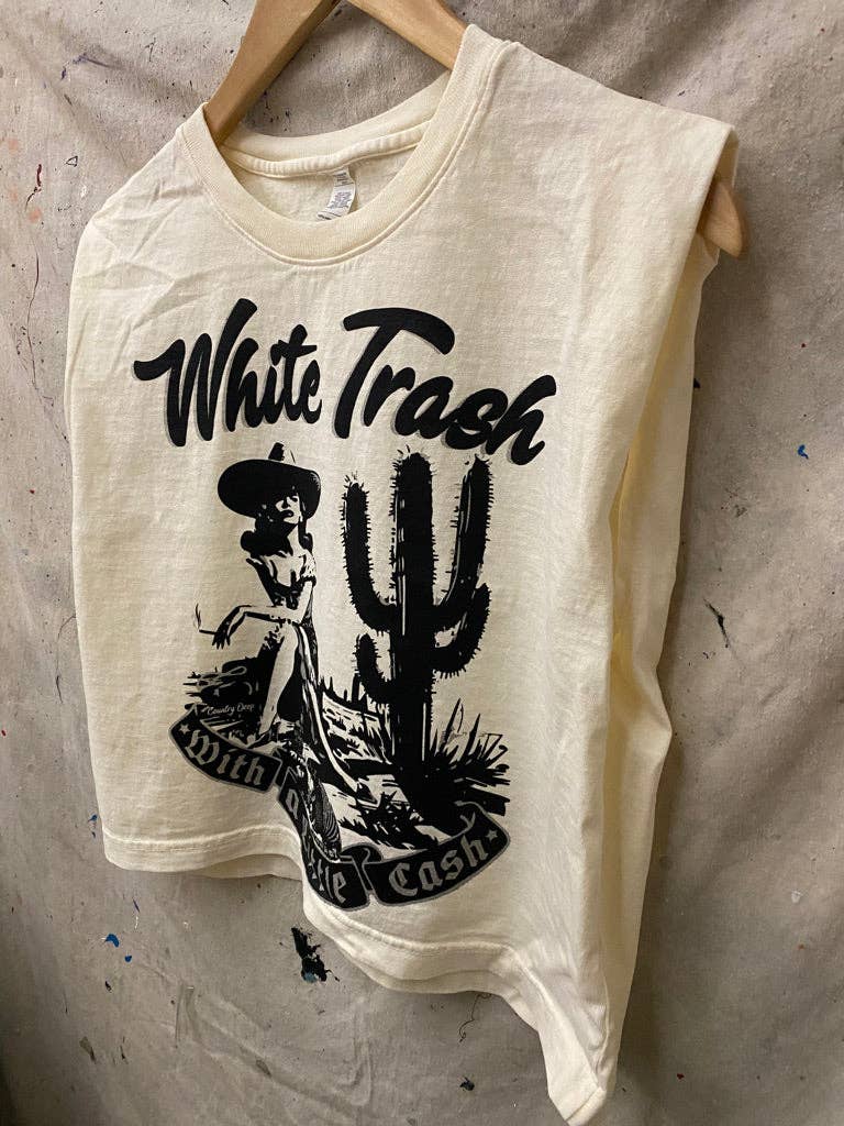 White Trash Boxy Midriff Muscle Top