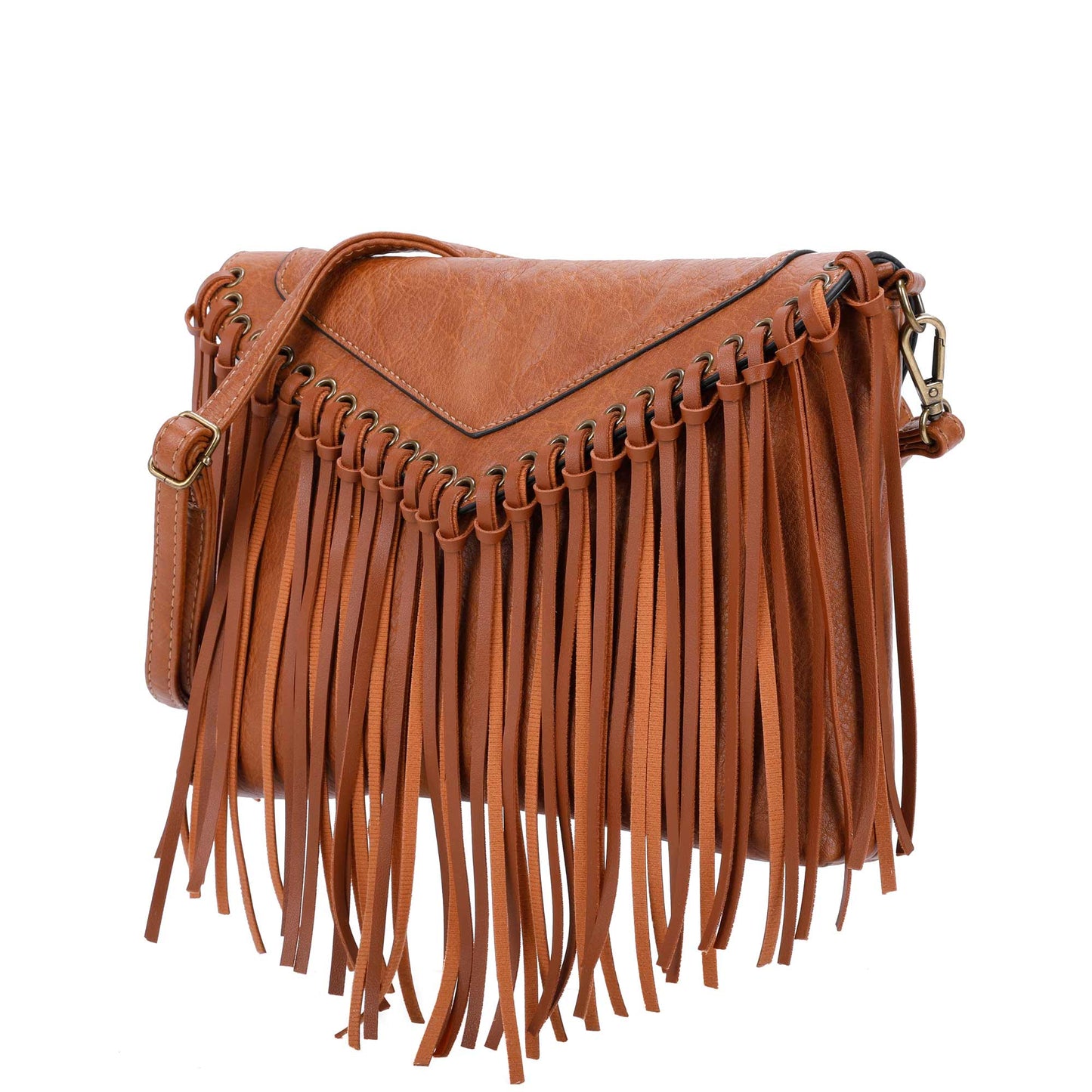 Dallas Classic Vegan Leather Western Fringe Crossbody Bag