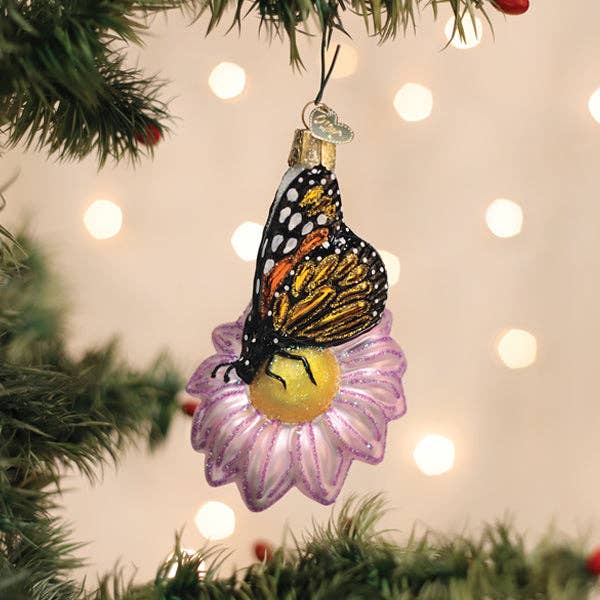 Monarch Butterfly On Flower Ornament