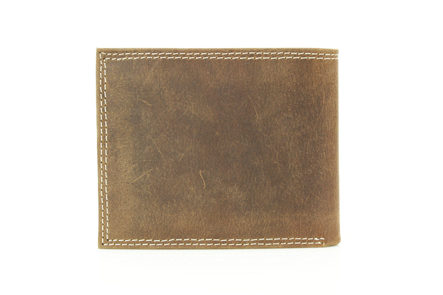 Men’s Bi-Fold Wallet with Bison Skull, Tan