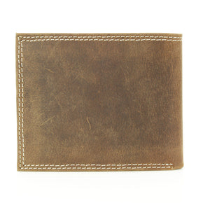 Men’s Bi-Fold Wallet with Bison Skull, Tan