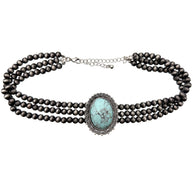 Bohemian Western Oval Turquoise Choker Necklace